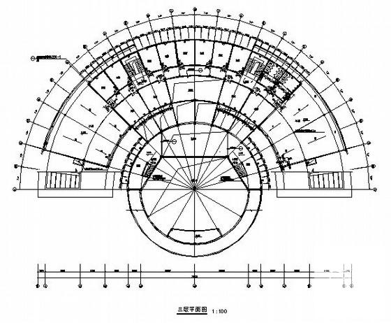 建工学院3层框架结构活动中心建筑CAD施工图纸 - 3