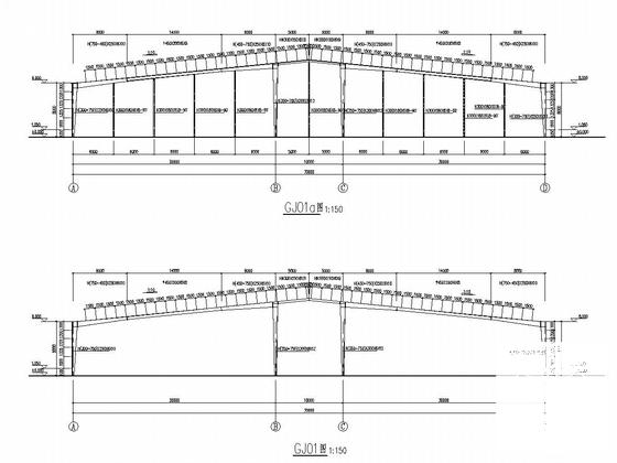 30米跨单层门式刚架轻钢结构生产车间结构CAD施工图纸（建筑图纸） - 4