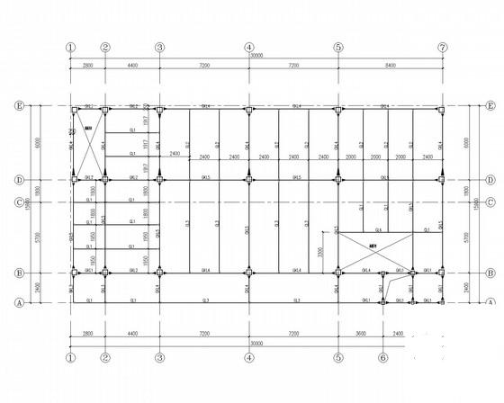 6层钢框架房管所办公楼结构CAD施工图纸(平面布置图) - 1