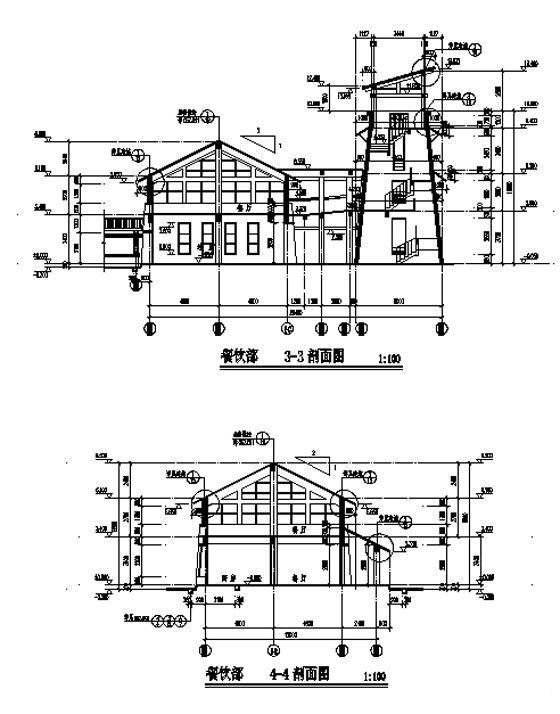 2层旅游风景区游客接待中心建筑施工CAD图纸（餐饮部、接待部、客房部） - 4