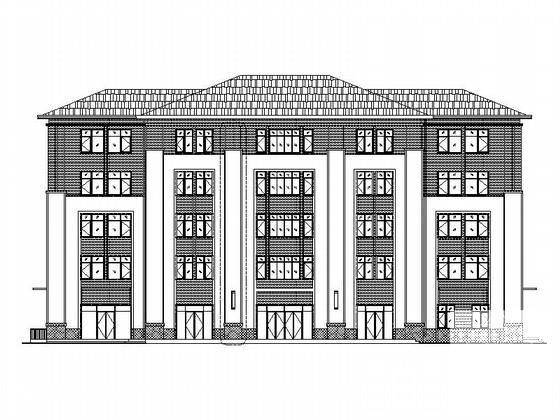 5层框架结构块瓦屋面社区中心建筑施工CAD图纸 - 1