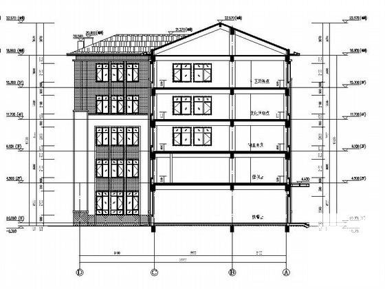 5层框架结构块瓦屋面社区中心建筑施工CAD图纸 - 2