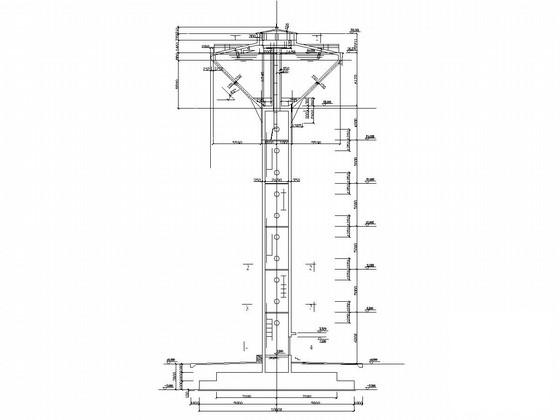 500立方米钢筋混凝土支筒式倒锥型水塔结构CAD施工图纸 - 1
