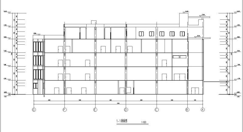 5层大学食堂建筑施工CAD图纸（水暖电及pkpm模型） - 2