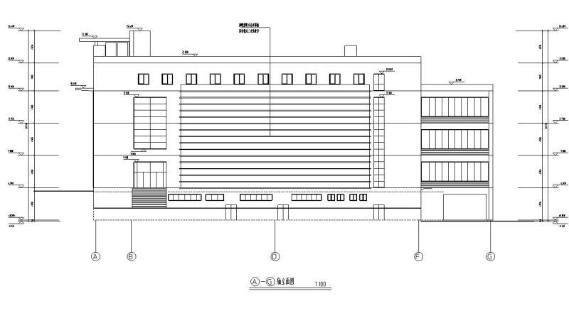 5层大学食堂建筑施工CAD图纸（水暖电及pkpm模型） - 5