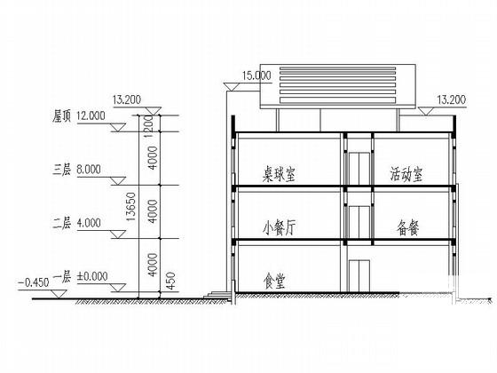 多层倾斜屋面食堂及招待所建筑施工CAD图纸（知名设计院） - 2
