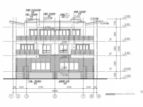 3层异形柱框架结构别墅结构CAD施工图纸（建筑图纸） - 1