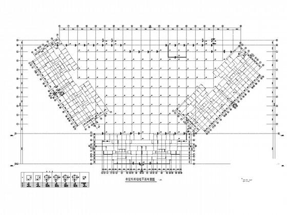 单层独立基础车库结构CAD施工图纸(应力比简图纸)(平面布置图) - 4
