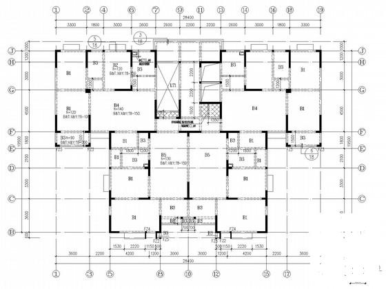 19层A级剪力墙住宅楼结构CAD施工图纸(筏形基础含建施) - 3