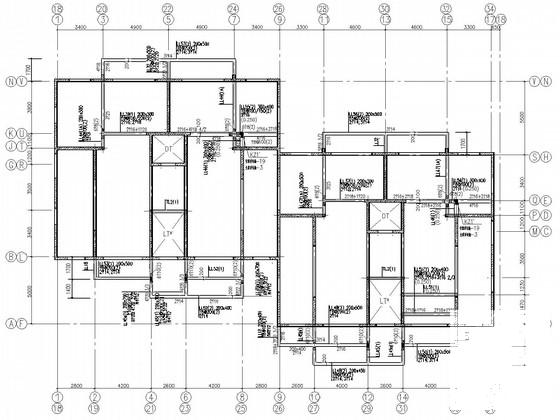 24层框剪住宅楼结构CAD施工图纸(地下室、筏板基础) - 2