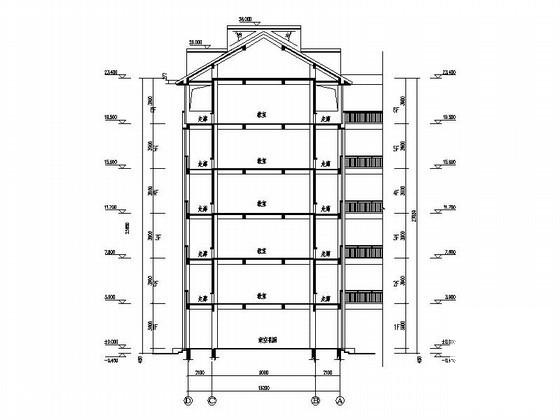 中学6层外廊式教学楼建筑方案设计图纸(平面图) - 2