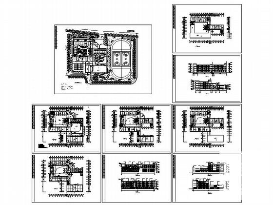 小学4层哈佛红风格教学楼建筑CAD图纸(风雨操场) - 5