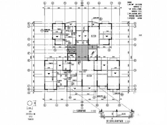 12层顶层复式剪力墙结构住宅楼结构CAD施工图纸 - 2