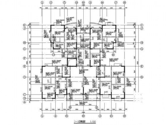 12层顶层复式剪力墙结构住宅楼结构CAD施工图纸 - 3