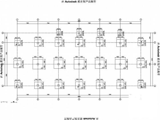 七栋3层框架旅游综合体商业区结构CAD施工图纸（独立基础） - 1