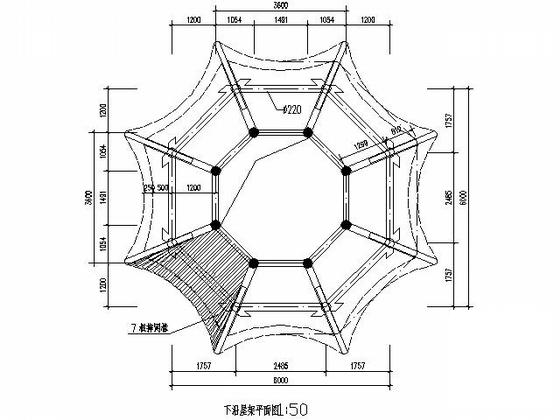 十六柱重檐八角凉亭CAD施工图纸(节点详图) - 4