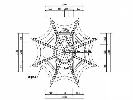 十六柱重檐八角凉亭CAD施工图纸(节点详图) - 5