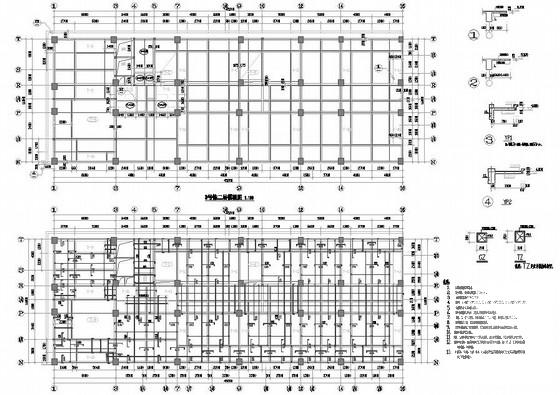 14层框架结构商业大厦结构CAD施工图纸(基础平面图) - 1