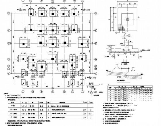 3层框架结构坡屋顶别墅结构CAD施工图纸（地下1层）(基础设计等级) - 1
