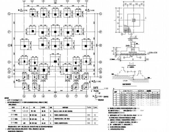 3层框架结构坡屋顶别墅结构CAD施工图纸（地下1层）(基础设计等级) - 1