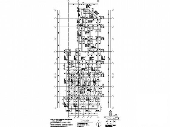 底部两层商业框架上部4层砖混住宅楼结构CAD施工图纸(柱下条形基础) - 1