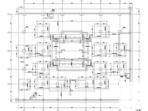 19层框架核心筒结构证券总部综合办公楼结构CAD施工图纸(基础平面图) - 1