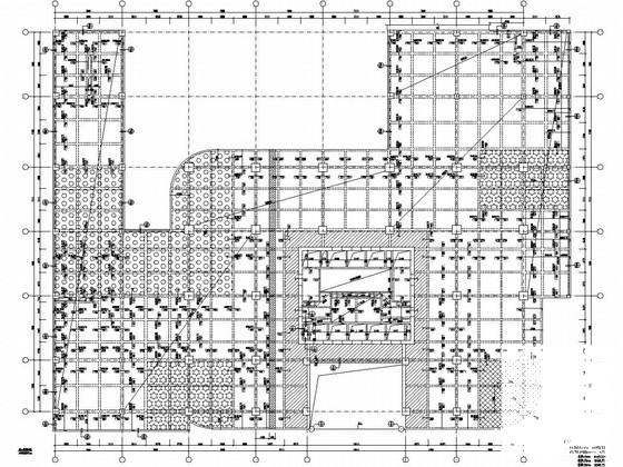 19层框架核心筒结构证券总部综合办公楼结构CAD施工图纸(基础平面图) - 2