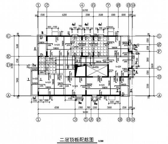剪力墙结构私人自建别墅结构CAD施工图纸（3层坡屋顶条形基础）(平面布置图) - 1