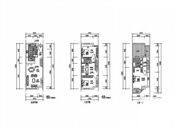 国内]联排别墅框架剪力墙（3层16页CAD图纸）(户型平面图) - 2