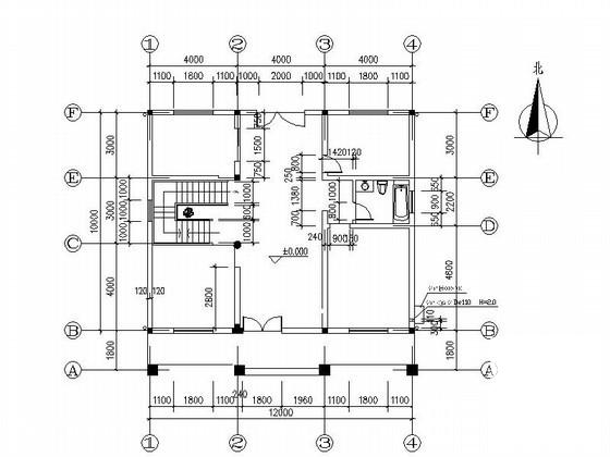 大型2层小康农居建筑CAD图纸（2层6.5米高257.66平方） - 3
