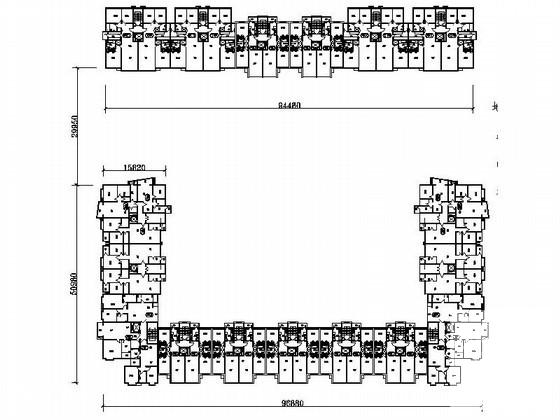 大型住宅区连板建筑CAD图纸（两室两厅一卫为主） - 1