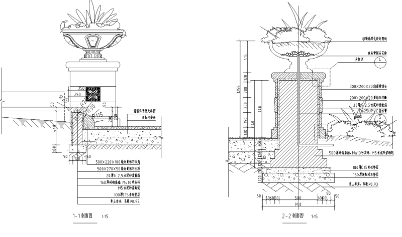 欧式风景观花钵节点详图设计 (4)