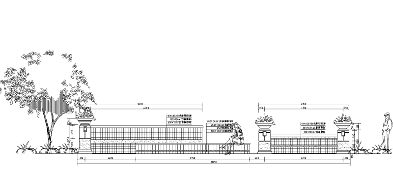 住小区景墙与坐凳详图设计 (1)