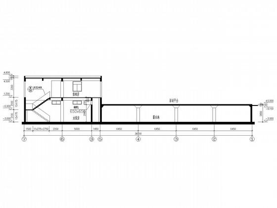 无梁楼盖蓄水池、值班房框架结构CAD施工图纸(建施) - 1