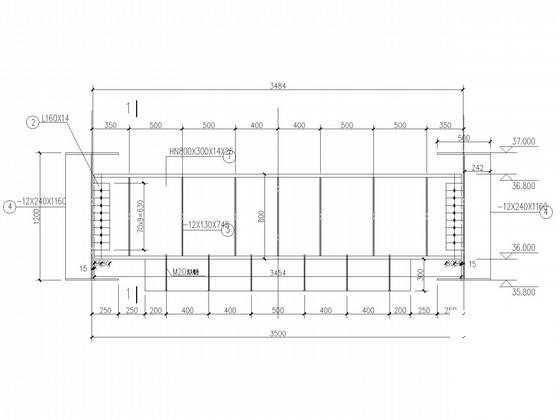 双斜撑式多绳提升钢井架空间框架结构CAD施工图纸 - 3