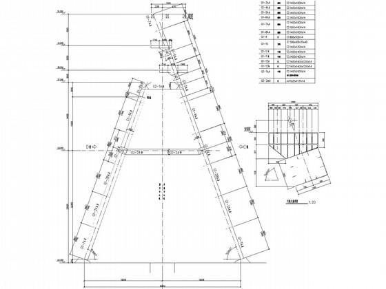 双斜撑式多绳提升钢井架空间框架结构CAD施工图纸 - 4