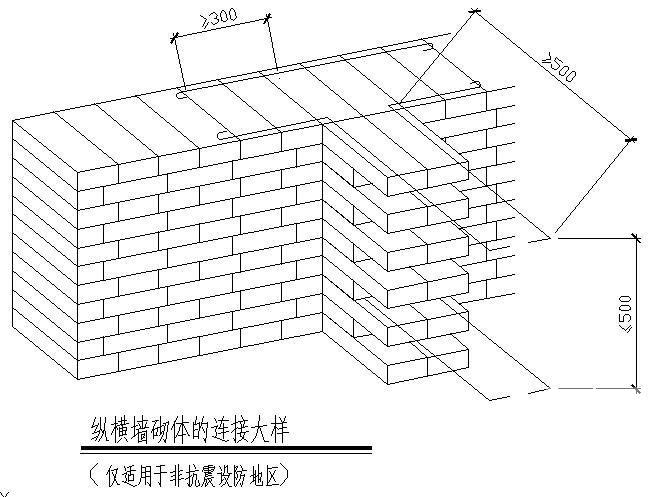 纵横墙砌体的连接大样节点构造详图纸 - 1