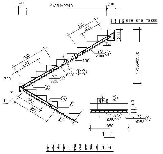 梯梁配筋节点构造详图 - 1