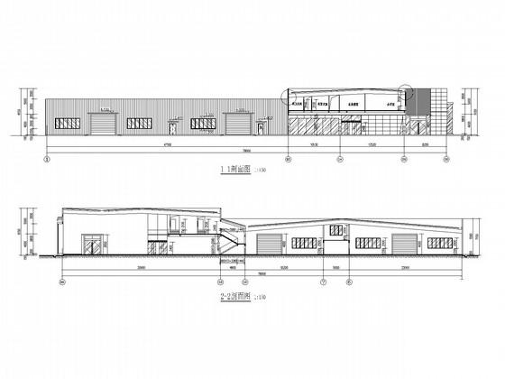 局部2层4S店钢框架结构CAD施工图纸(建施)(抗风柱连接) - 1