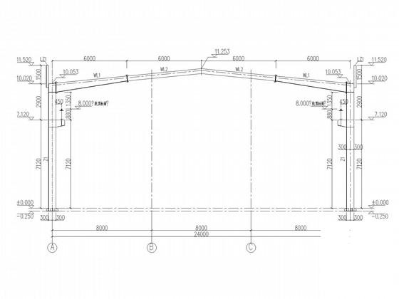 24米X90米门式刚架厂房结构CAD施工图纸(柱下独立基础) - 1