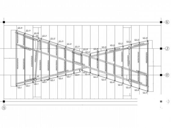 空间交叉钢框架连廊结构CAD施工图纸（8度抗震） - 3
