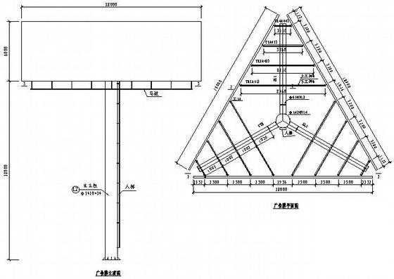 6米X18米独立柱三面广告牌钢结构CAD施工图纸（独立基础）(地脚螺栓) - 1