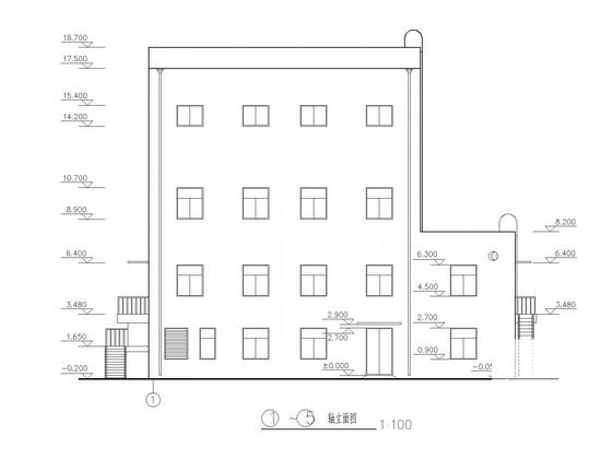 两层框排架主井提升机房结构CAD施工图纸(建施) - 1