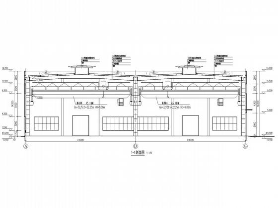 两连跨门式刚架结构CAD施工图纸(48米，含建、水、电图纸) - 5