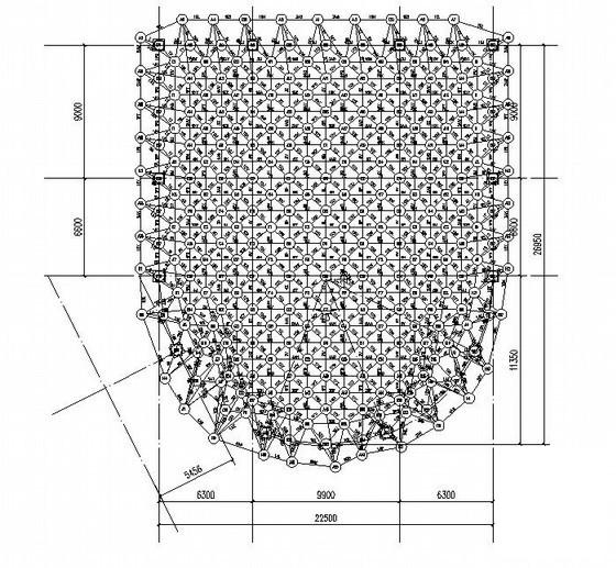 大型网架结构多功能厅屋面结构CAD施工图纸（抗震不设防）(安装布置图) - 2