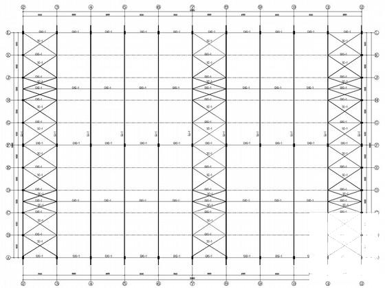 带吊车混凝土柱钢屋架厂房结构CAD施工图纸(平面布置图) - 4