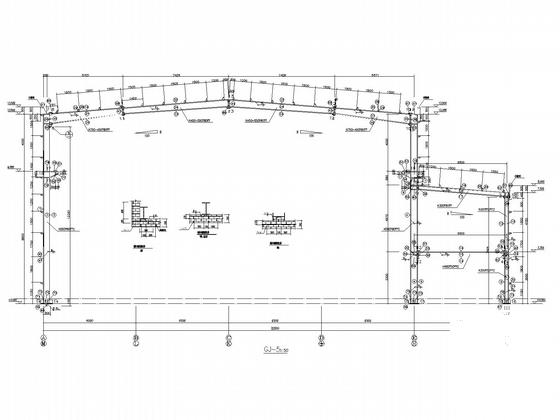 72米跨局部3层门式刚架结构CAD施工图纸(高低跨、钢承板)(平面布置图) - 4