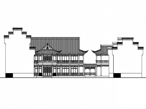 砖木结构3层仿古茶馆会所建筑方案设计图纸 - 1