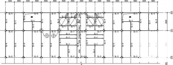 8度区4层钢框架门式刚架结构CAD施工图纸(平面布置图) - 1