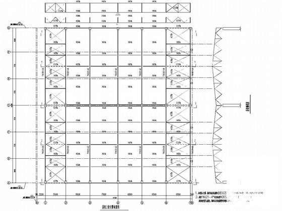 单层排架结构工业厂房结构CAD施工图纸(彩色压型钢板) - 4